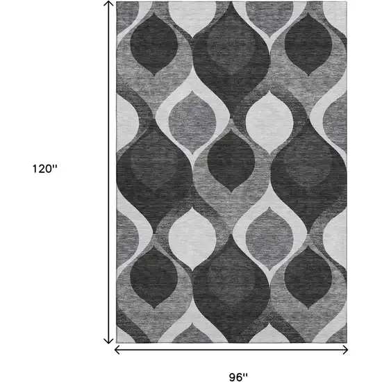 Black And Silver Ogee Washable Area Rug With UV Protection Photo 3