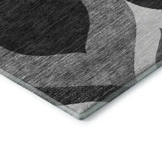 Black And Silver Ogee Washable Area Rug With UV Protection Photo 8