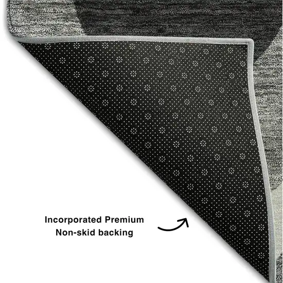 Black And Silver Ogee Washable Area Rug With UV Protection Photo 7