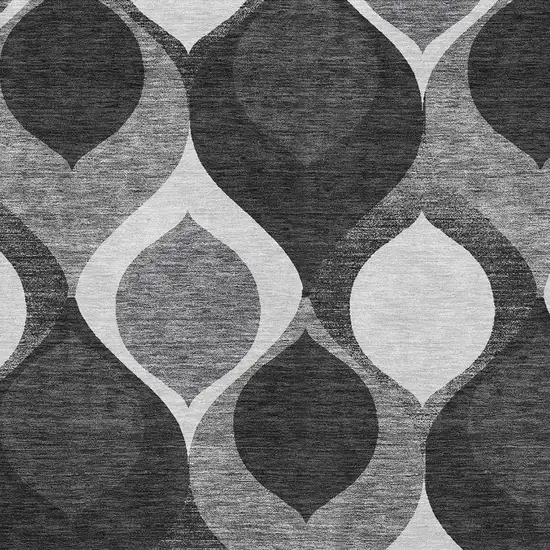 Black And Silver Ogee Washable Area Rug With UV Protection Photo 3