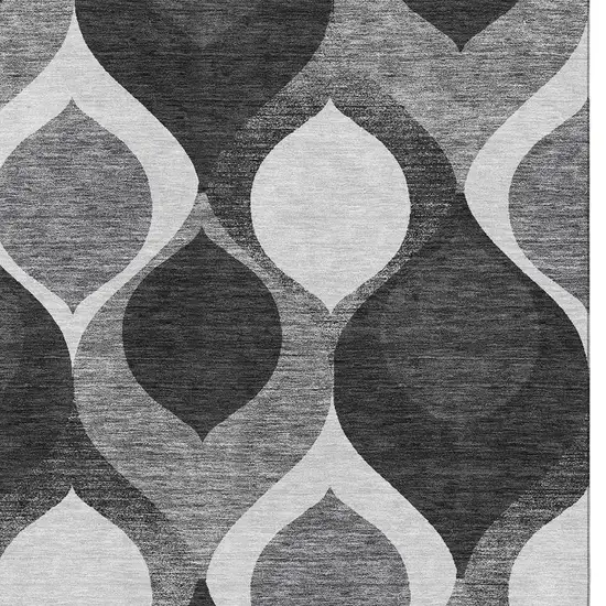 Black And Silver Ogee Washable Area Rug With UV Protection Photo 3