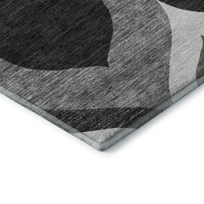 Black And Silver Ogee Washable Area Rug With UV Protection Photo 8