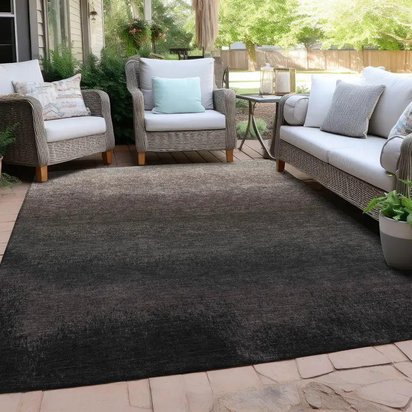 Black And Silver Ombre Washable Indoor Outdoor Area Rug Photo 5