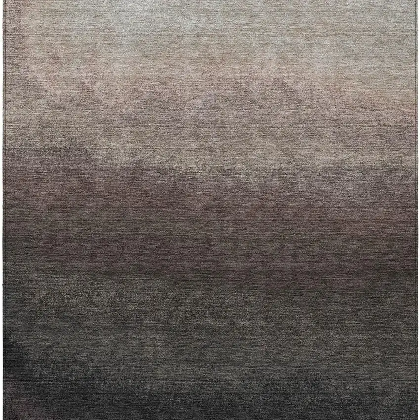 Black And Silver Ombre Washable Indoor Outdoor Area Rug Photo 4