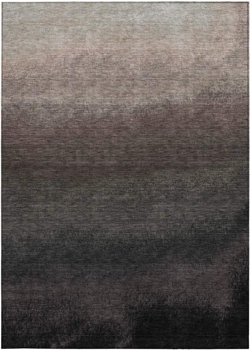 Black And Silver Ombre Washable Indoor Outdoor Area Rug Photo 9