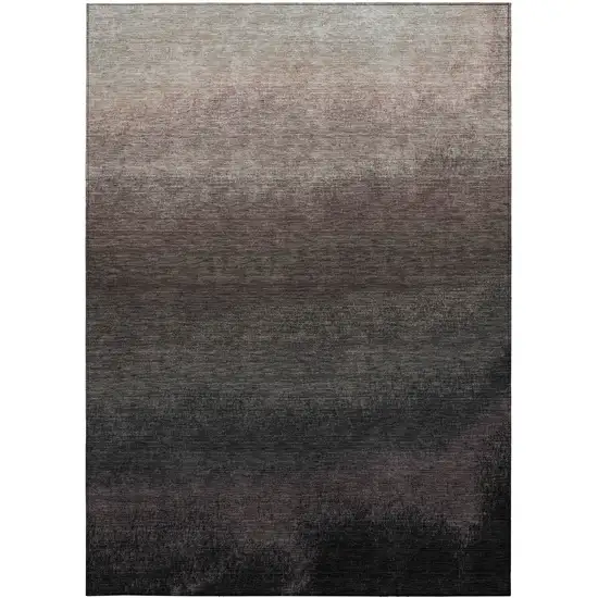 Black And Silver Ombre Washable Indoor Outdoor Area Rug Photo 9