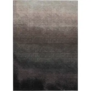 Photo of Black And Silver Ombre Washable Indoor Outdoor Area Rug