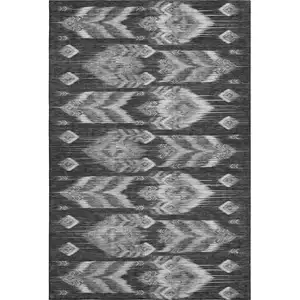Photo of Black And Silver Southwestern Washable Area Rug With UV Protection