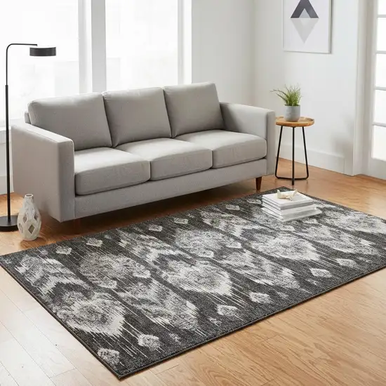 Black And Silver Southwestern Washable Area Rug With UV Protection Photo 2