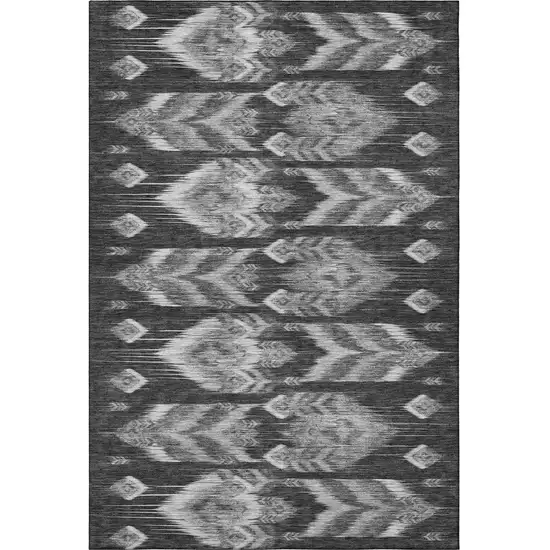 Black And Silver Southwestern Washable Area Rug With UV Protection Photo 3