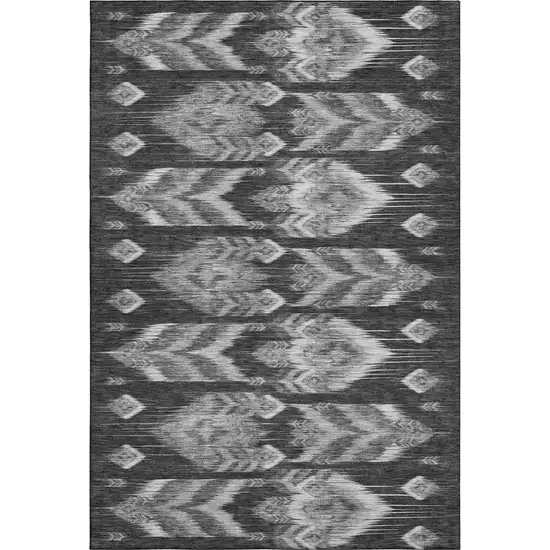 Black And Silver Southwestern Washable Area Rug With UV Protection Photo 1