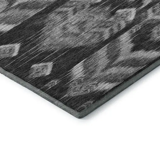 Black And Silver Southwestern Washable Area Rug With UV Protection Photo 8