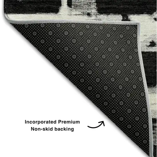 Black And Silver Striped Washable Area Rug With UV Protection Photo 7