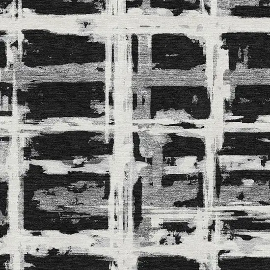 Black And Silver Striped Washable Area Rug With UV Protection Photo 3