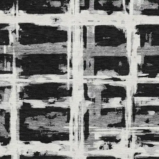 Black And Silver Striped Washable Area Rug With UV Protection Photo 3
