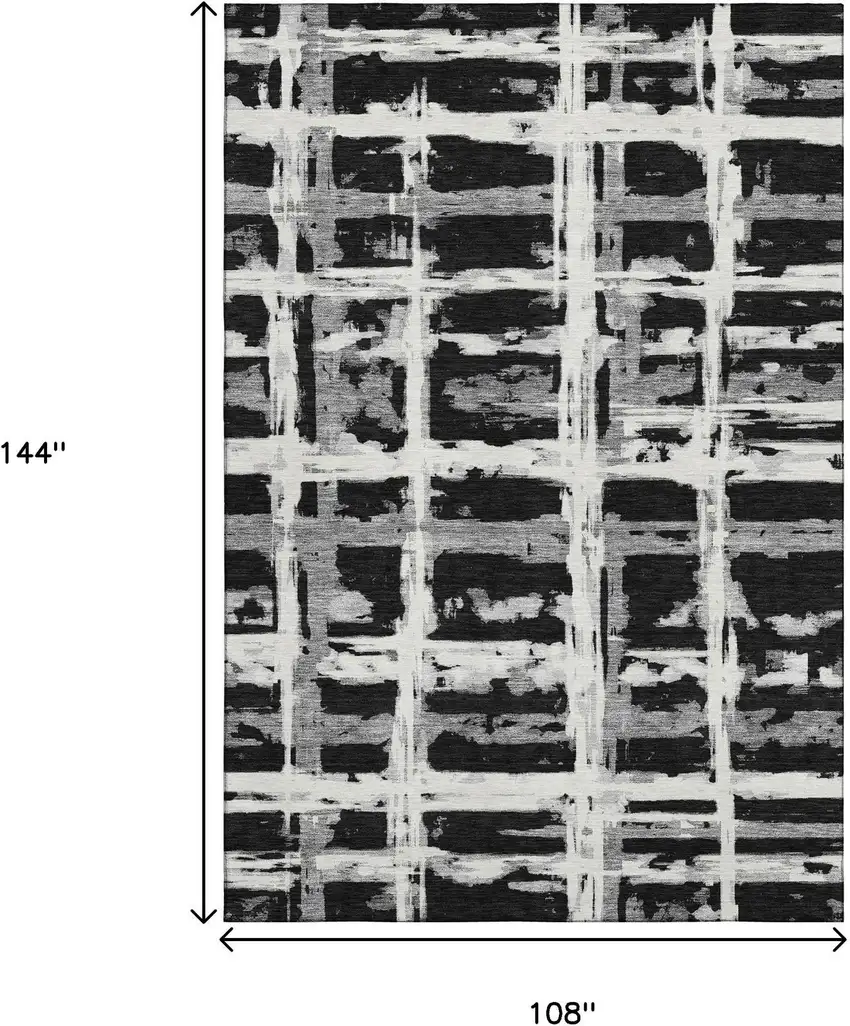 Black And Silver Striped Washable Area Rug With UV Protection Photo 4