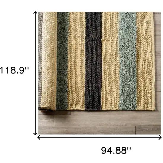Black And Tan Jute Striped Hand Woven Area Rug Photo 5