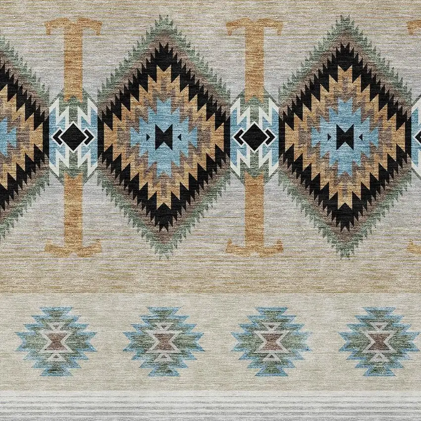 Black And Tan Southwestern Washable Indoor Outdoor Area Rug Photo 2