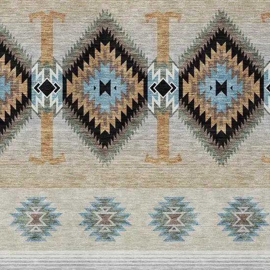 Black And Tan Southwestern Washable Indoor Outdoor Area Rug Photo 2