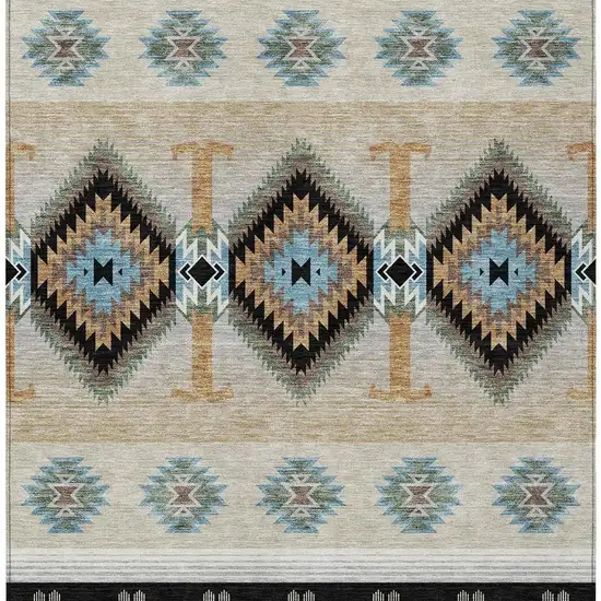 Black And Tan Southwestern Washable Indoor Outdoor Area Rug Photo 2