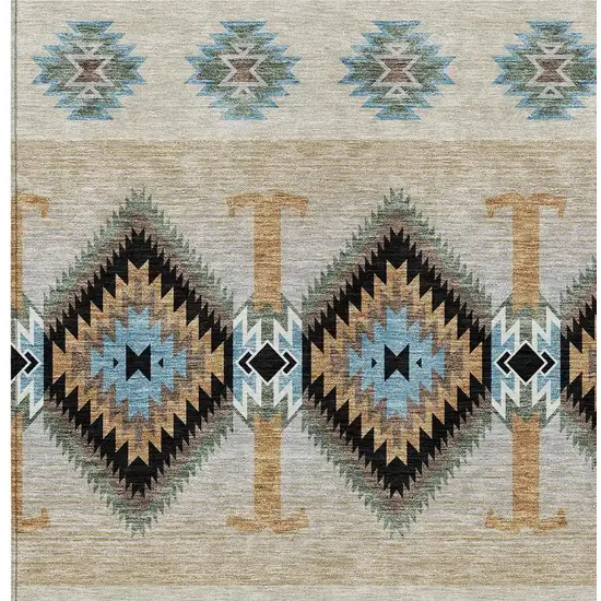 Black And Tan Southwestern Washable Indoor Outdoor Area Rug Photo 2