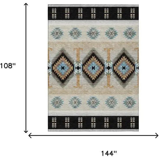 Black And Tan Southwestern Washable Indoor Outdoor Area Rug Photo 9