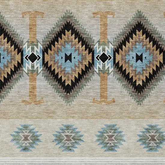 Black And Tan Southwestern Washable Indoor Outdoor Area Rug Photo 2