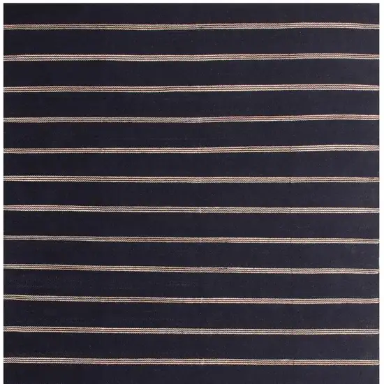 Black And Tan Striped Hand Woven Square Rug Photo 5