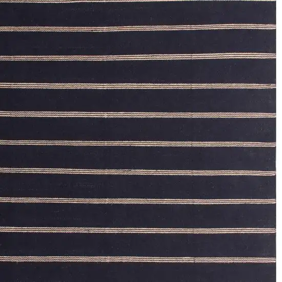 Black And Tan Striped Hand Woven Square Rug Photo 4