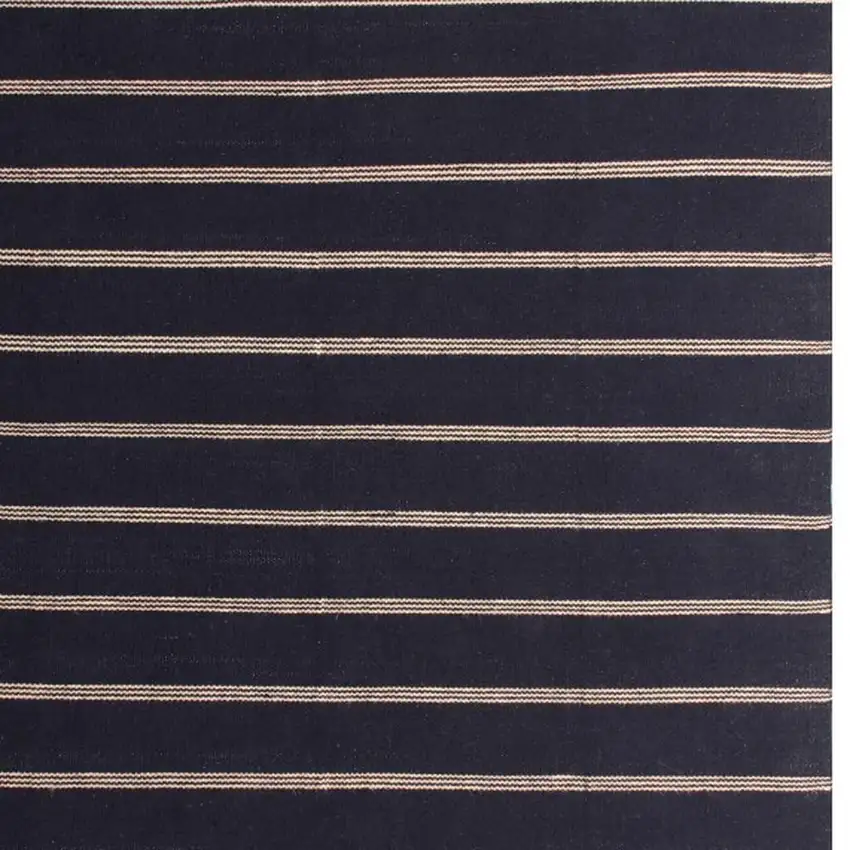 Black And Tan Striped Hand Woven Square Rug Photo 4