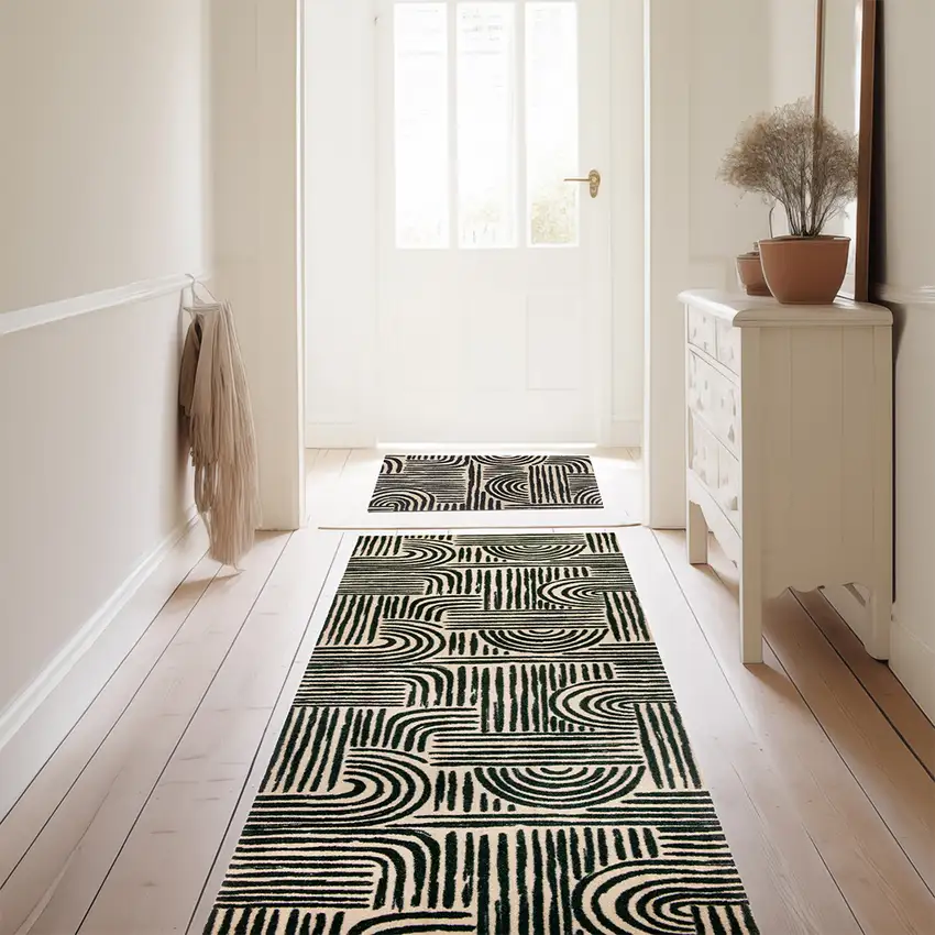 Black And Tan Tribal Washable Area Rug With UV Protection Photo 1