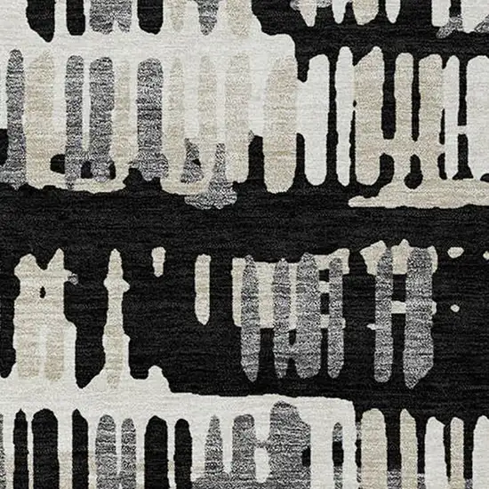 Black And Taupe Abstract Washable Indoor Outdoor Area Rug Photo 5