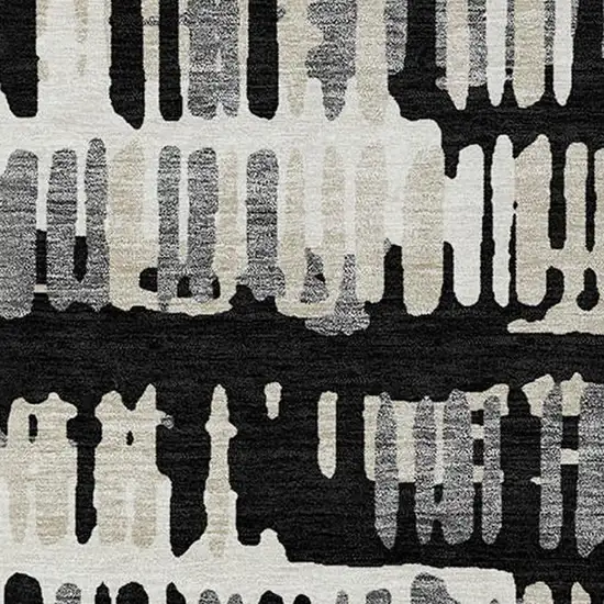 Black And Taupe Abstract Washable Indoor Outdoor Area Rug Photo 4