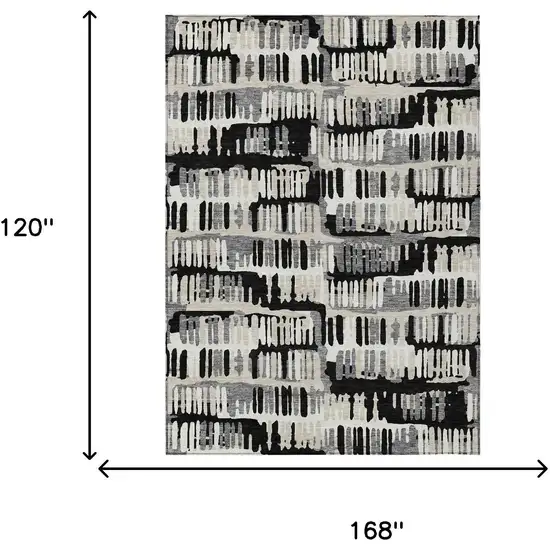 Black And Taupe Abstract Washable Indoor Outdoor Area Rug Photo 9