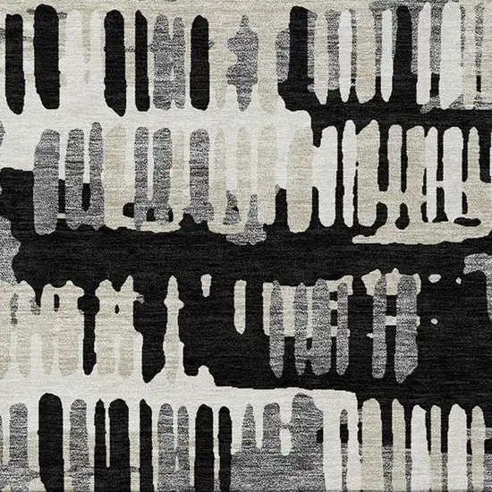 Black And Taupe Abstract Washable Indoor Outdoor Area Rug Photo 4