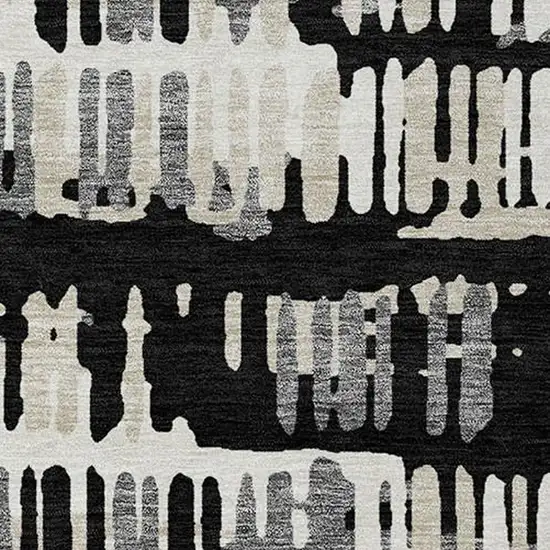 Black And Taupe Abstract Washable Indoor Outdoor Area Rug Photo 3