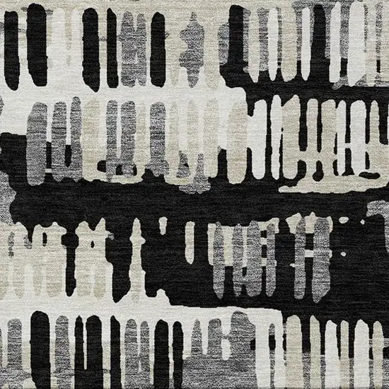 Black And Taupe Abstract Washable Indoor Outdoor Area Rug Photo 6