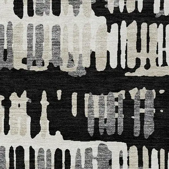 Black And Taupe Abstract Washable Indoor Outdoor Area Rug Photo 5