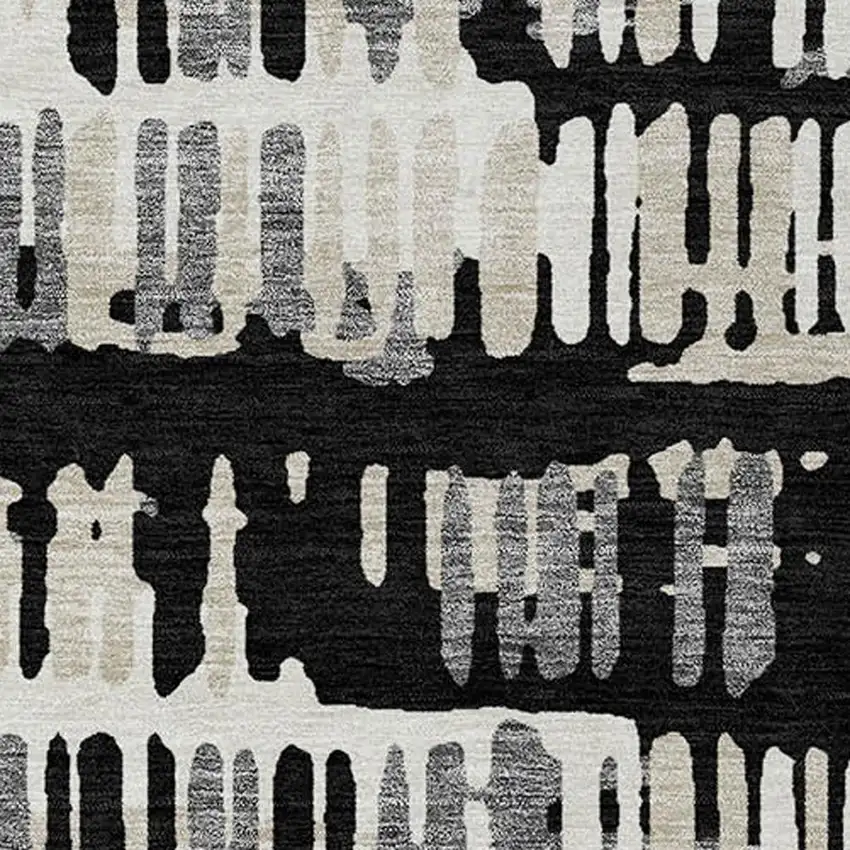 Black And Taupe Abstract Washable Indoor Outdoor Area Rug Photo 5