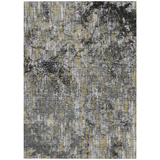 Black And Taupe Abstract Washable Indoor Outdoor Area Rug Photo 4