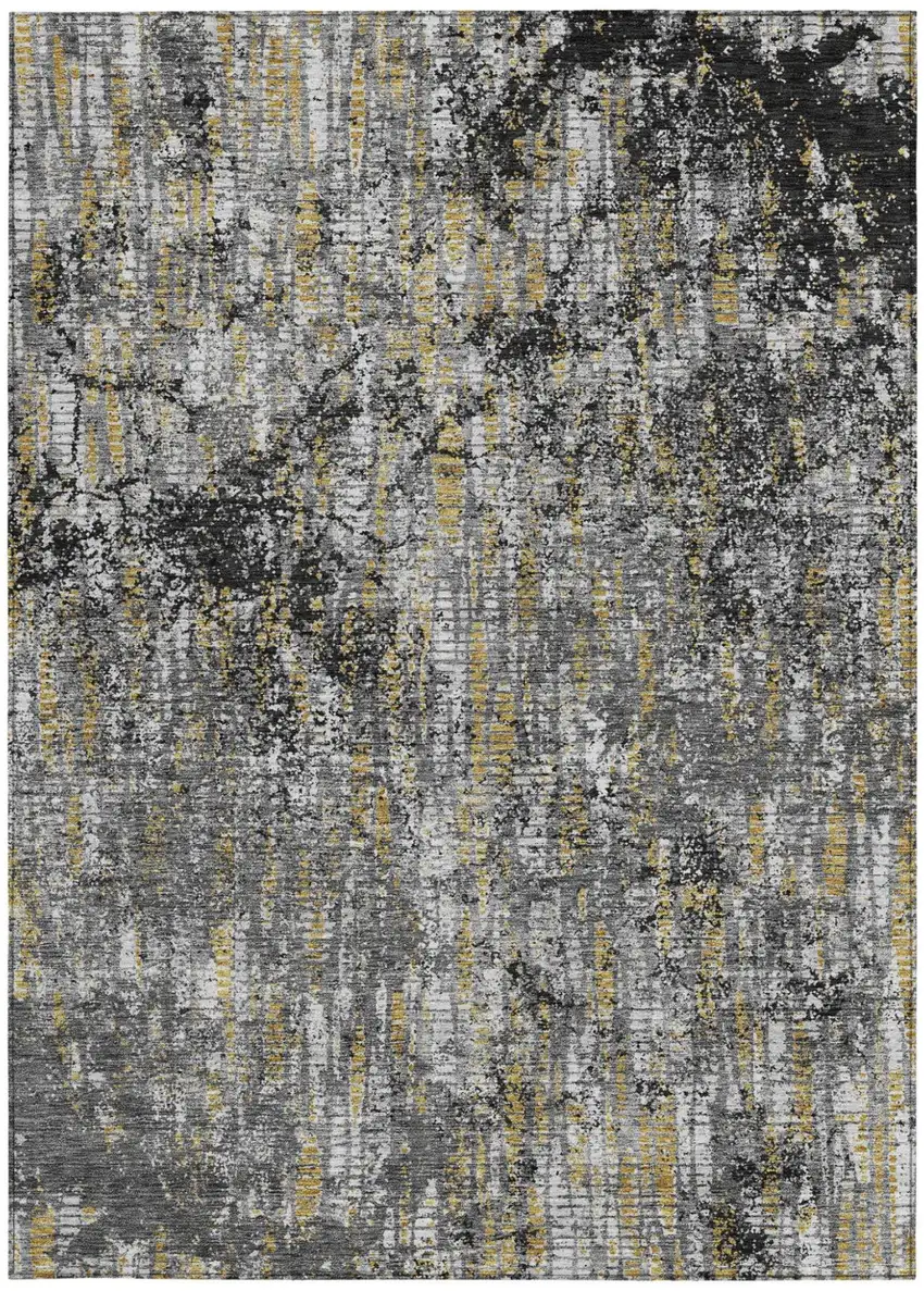 Black And Taupe Abstract Washable Indoor Outdoor Area Rug Photo 4
