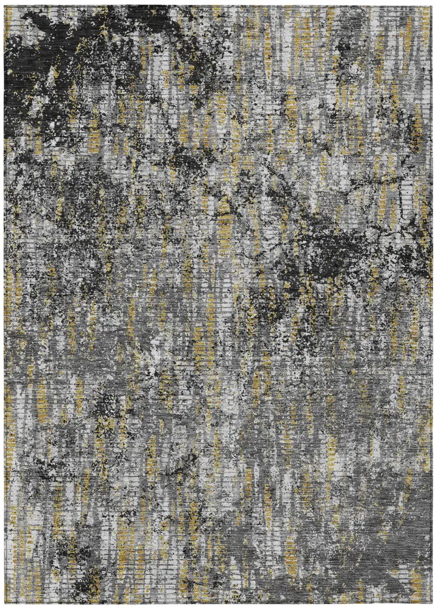 Black And Taupe Abstract Washable Indoor Outdoor Area Rug Photo 2