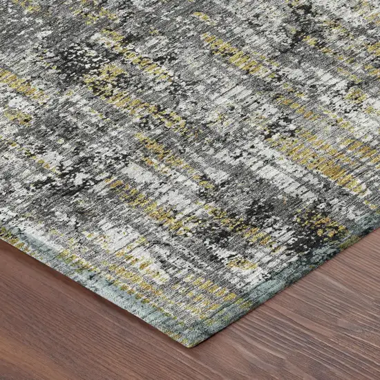 Black And Taupe Abstract Washable Indoor Outdoor Area Rug Photo 5