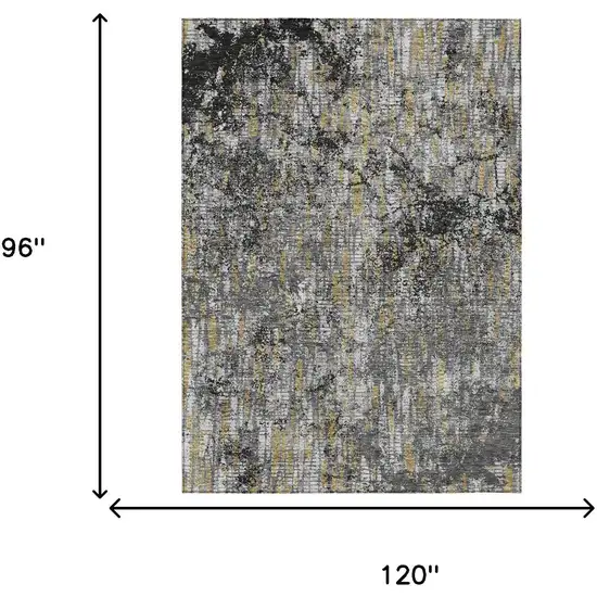 Black And Taupe Abstract Washable Indoor Outdoor Area Rug Photo 7