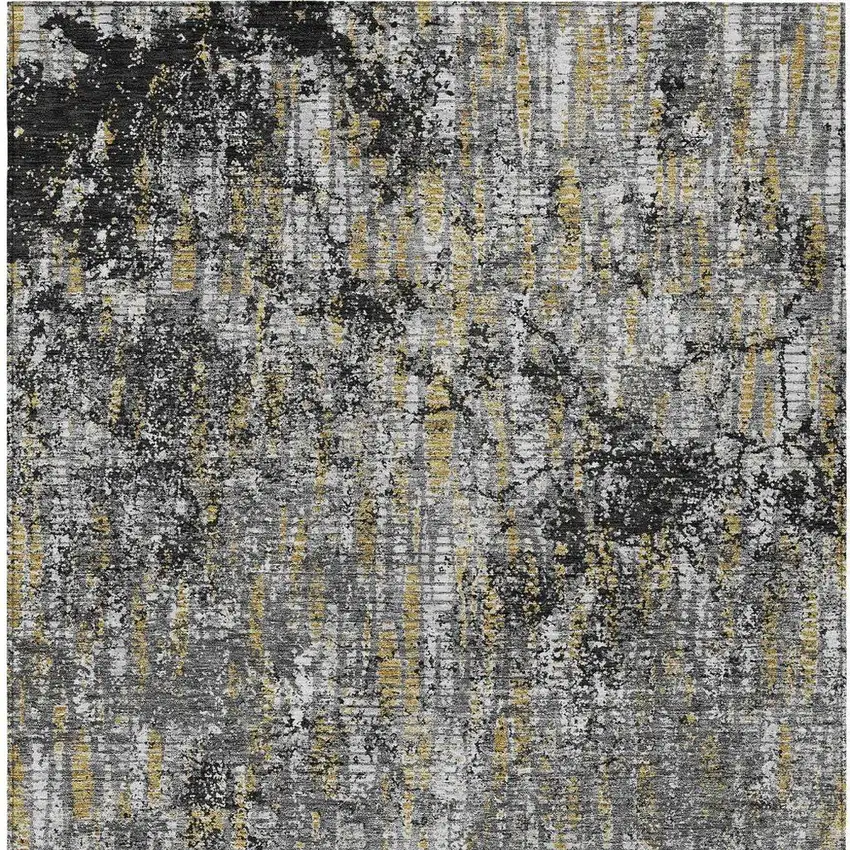 Black And Taupe Abstract Washable Indoor Outdoor Area Rug Photo 4