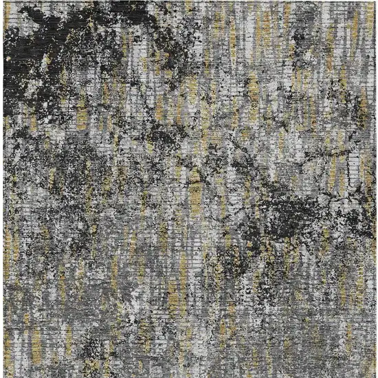 Black And Taupe Abstract Washable Indoor Outdoor Area Rug Photo 4
