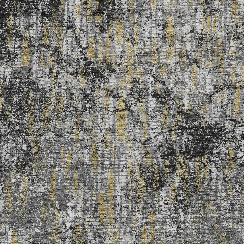 Black And Taupe Abstract Washable Indoor Outdoor Area Rug Photo 3