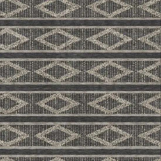 Black And Taupe Geometric Washable Area Rug With UV Protection Photo 2