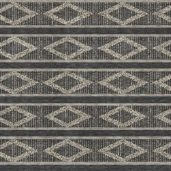 Black And Taupe Geometric Washable Area Rug With UV Protection Photo 2