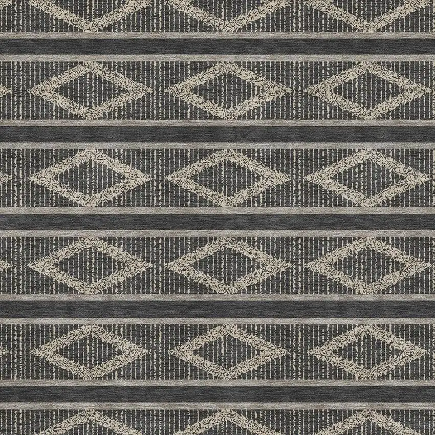 Black And Taupe Geometric Washable Area Rug With UV Protection Photo 2